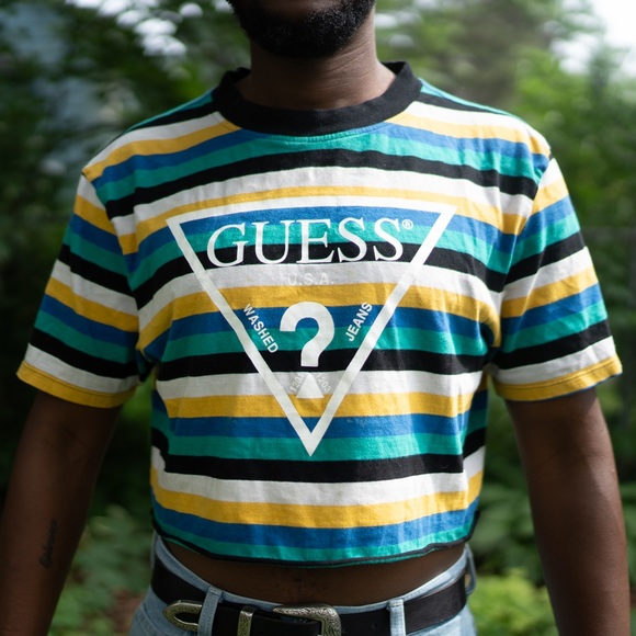 Authentic GUESS crop striped tee - Picture 1 of 7